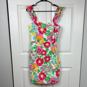 Lilly Pulitzer Floral Ants on Parade Mini Dress with Ruffle Straps - 10